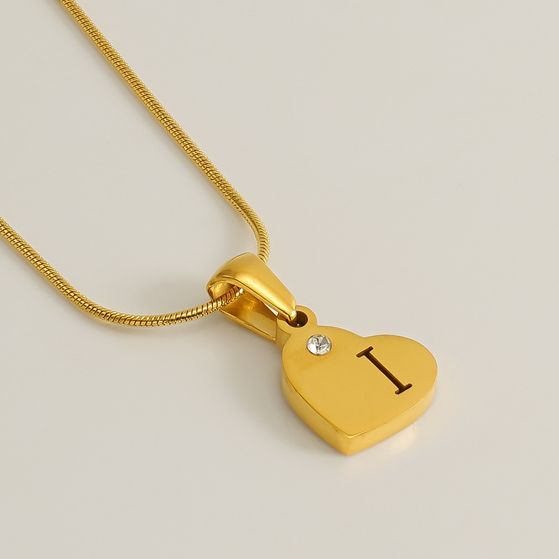 Gold / 1 Piece Simple Series Simple Letter I Stainless Steel 18K Gold Plated Rhinestone Unisex Pendant Necklaces Picture9